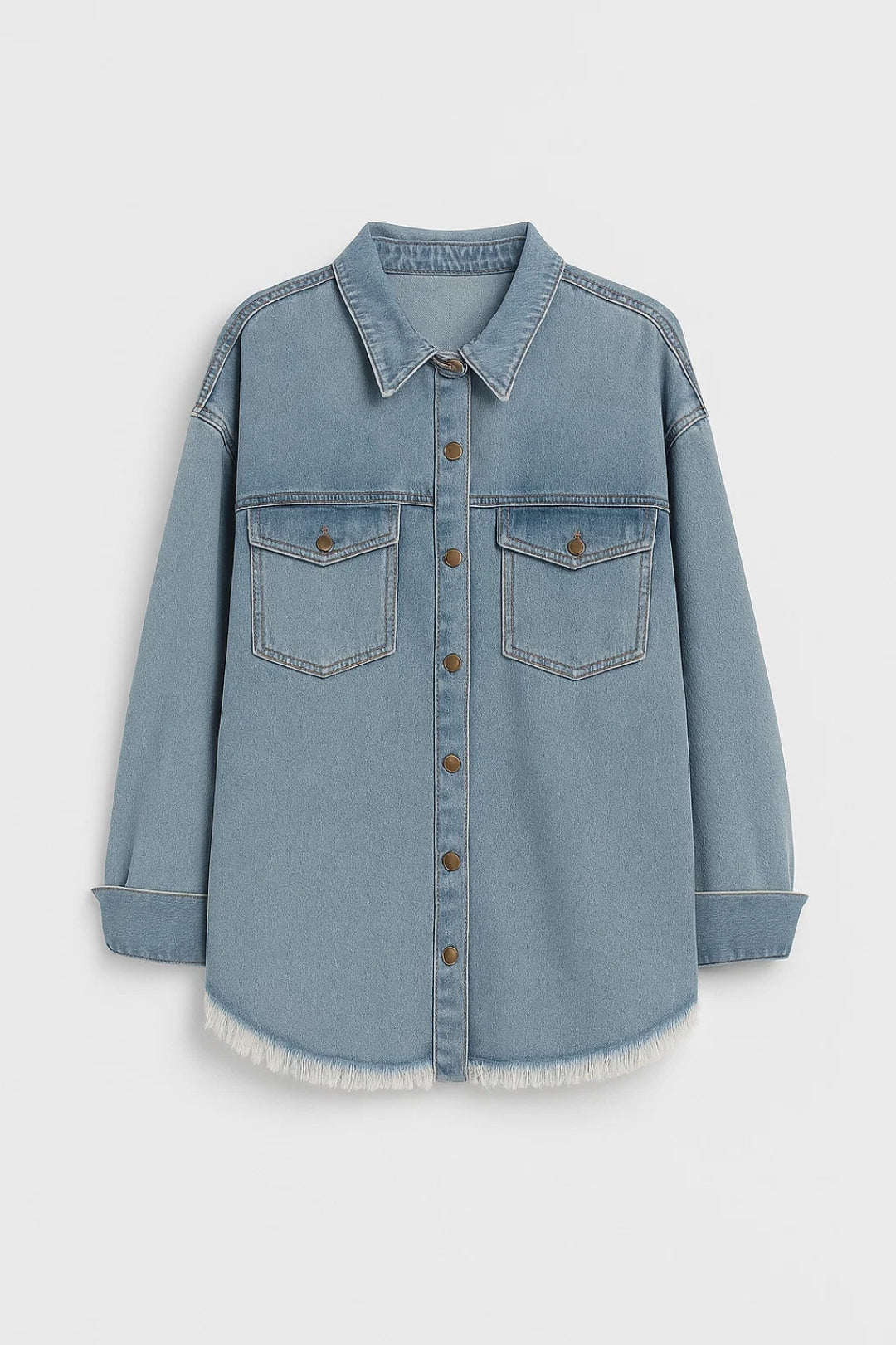 Dames Korte Jas Oversized met Borstzakken en Franje - StudioMarella