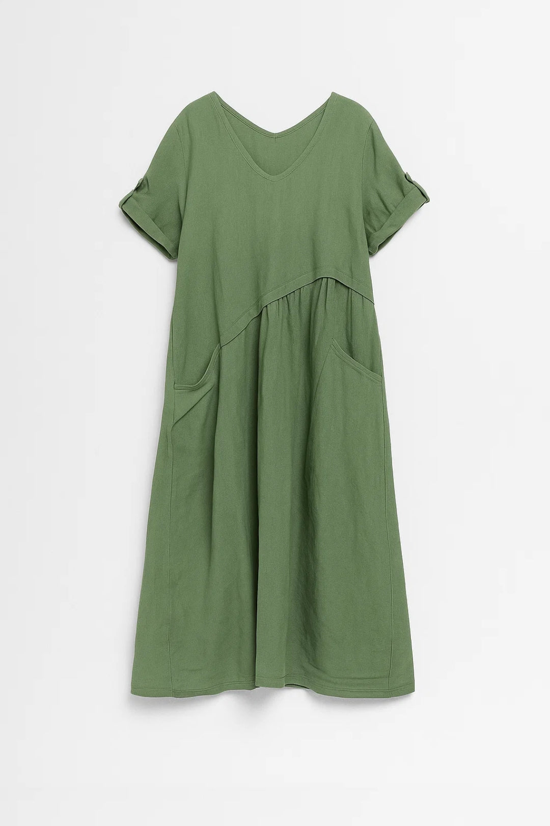 Midi Jurk Dames Oversized met V-hals en Zakken Casual Stijl - StudioMarella