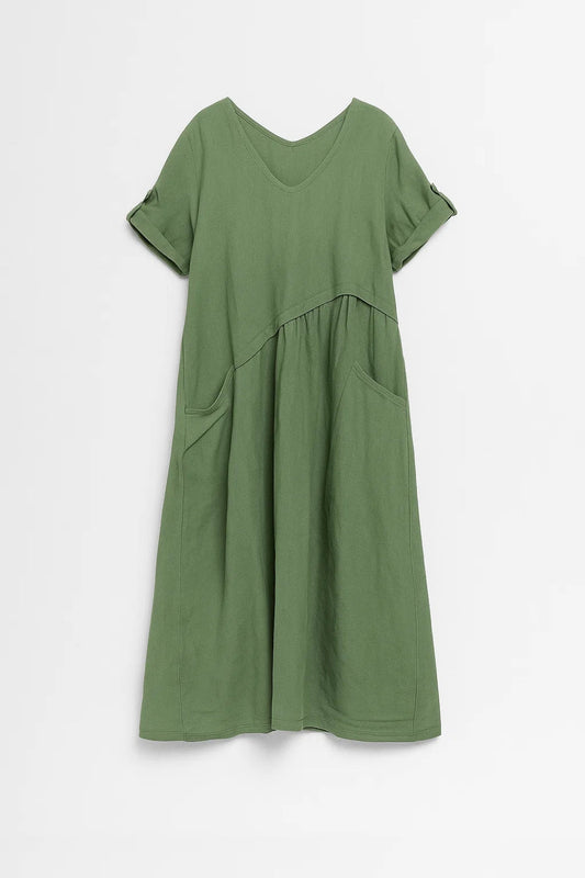 Midi Jurk Dames Oversized met V-hals en Zakken Casual Stijl - StudioMarella