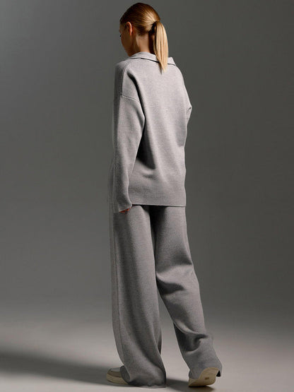 Dames Lounge Set Zandkleur Oversized Sweater en Wijde Broek