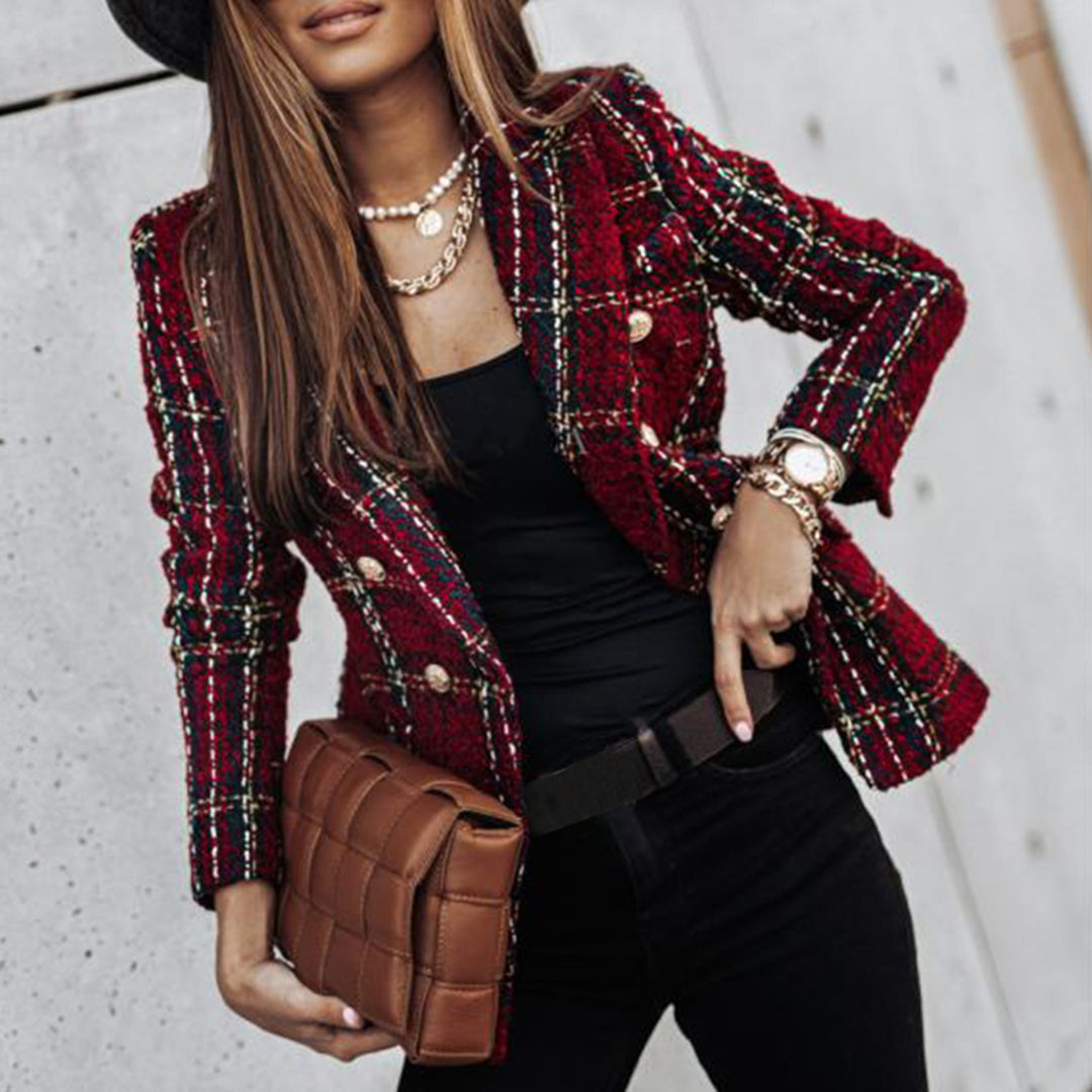 Dames Blazer Geruit Stijlvol Modern Georgette Stof