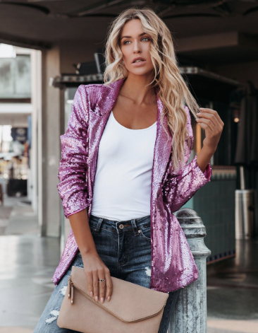 Paillette Glamour Dames Blazer | Lichtgewicht en Elegant 3
