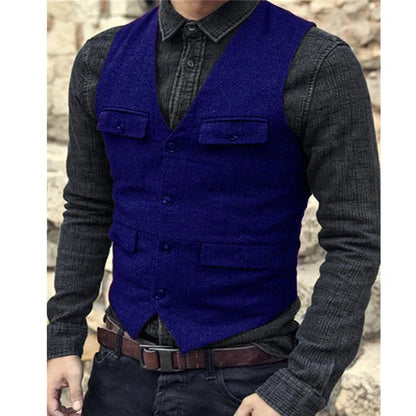 Heren Gilet Slim Fit Formeel Donker Grijs Verstelbaar