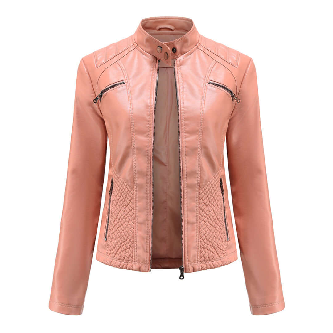 Dames Leren Jas Elegante Klassieke Stijl