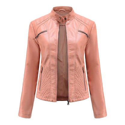 Dames Leren Jas Elegante Klassieke Stijl
