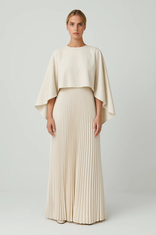 Plisséjurk Met Cape-Mouwen voor Elegante Vrouw - StudioMarella