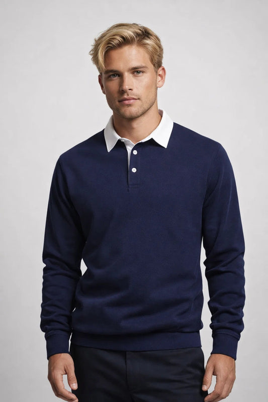 Polo Heren Fijngebreid met Contrasterende Kraag Casual - StudioMarella