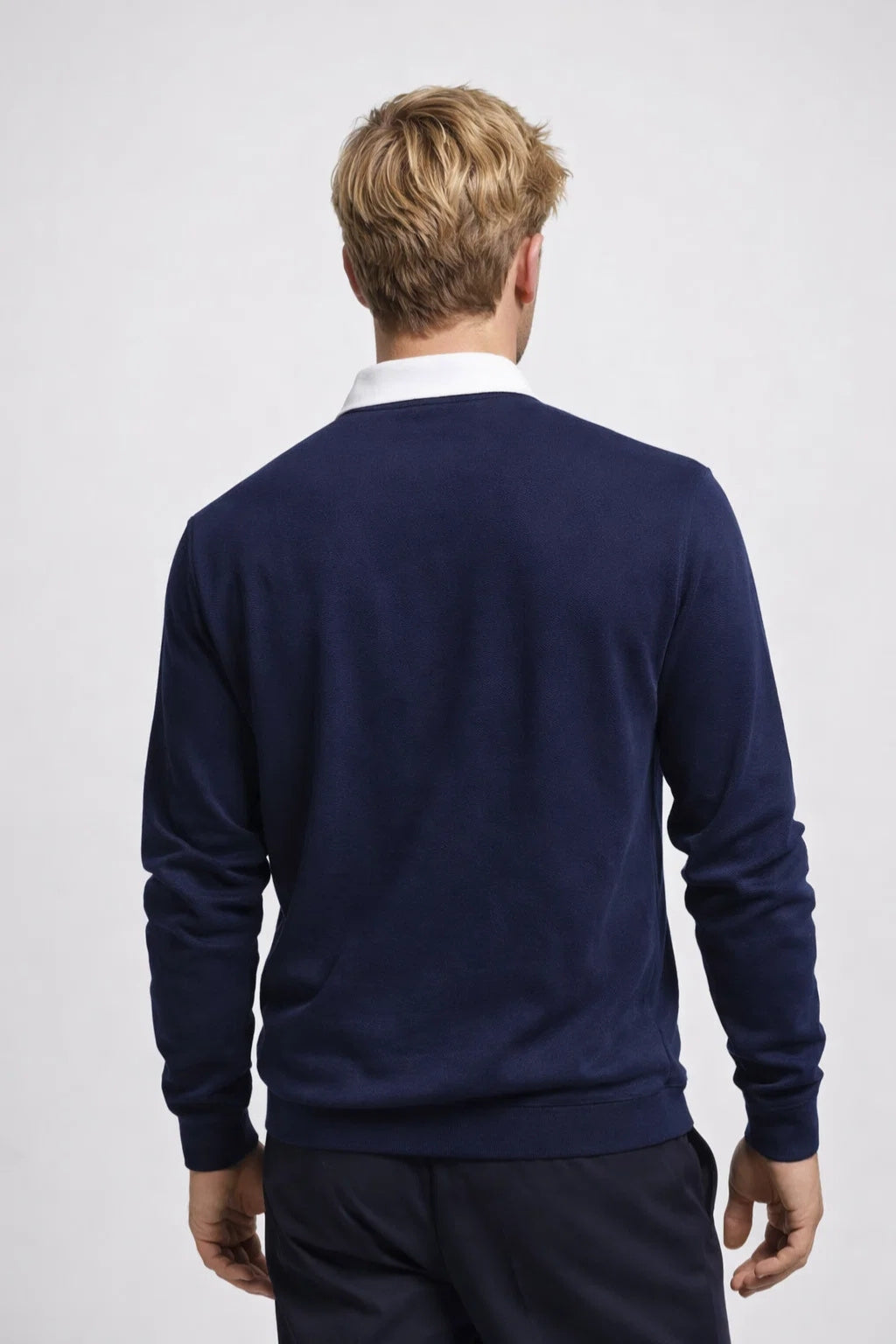 Polo Heren Fijngebreid met Contrasterende Kraag Casual