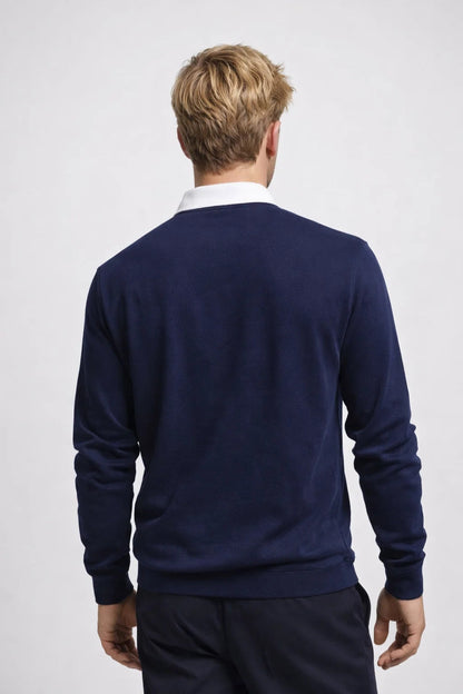 Polo Heren Fijngebreid met Contrasterende Kraag Casual