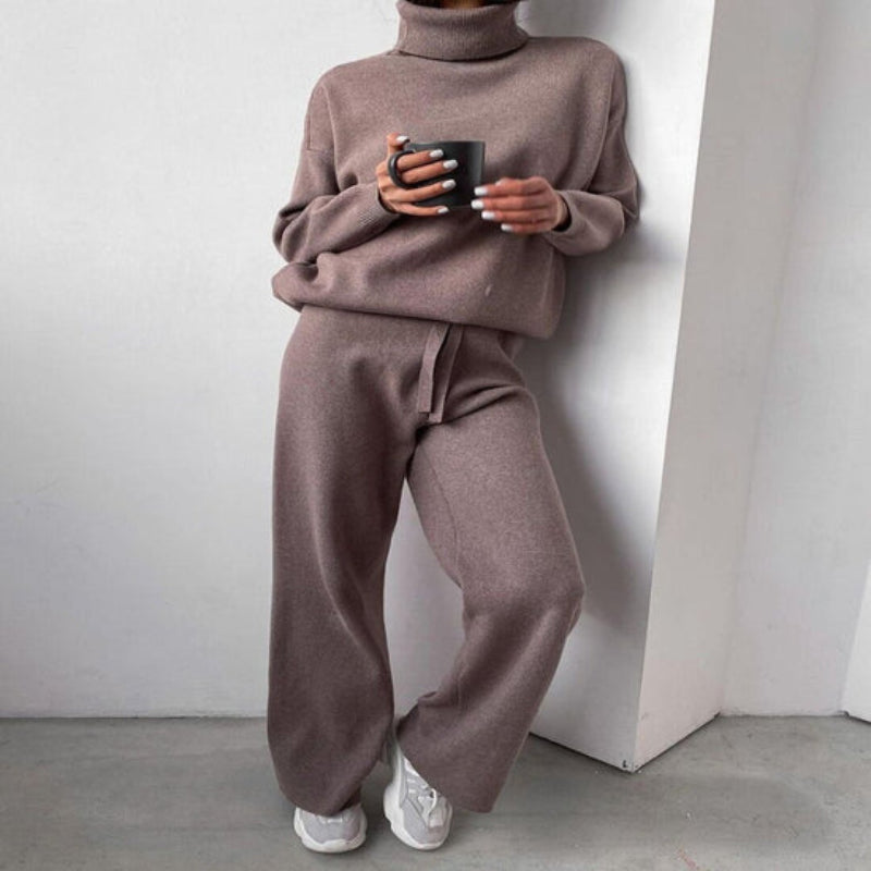 Dames Sweater Set met Coltrui – Zacht en Stijlvol voor Iedere Dag