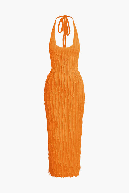 Pura | Dames Maxi-jurk - Elegante Ruches, Halterbackless Design 9