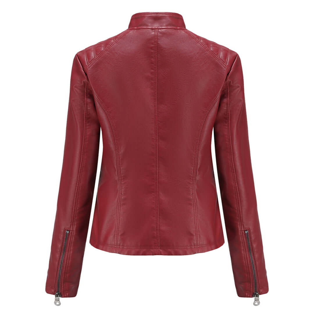 Dames Leren Jas Elegante Klassieke Stijl
