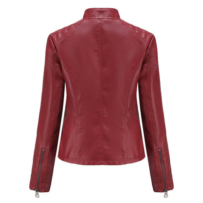 Dames Leren Jas Elegante Klassieke Stijl