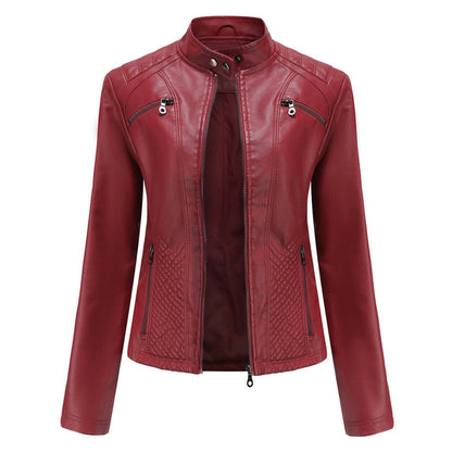 Dames Leren Jas Elegante Klassieke Stijl