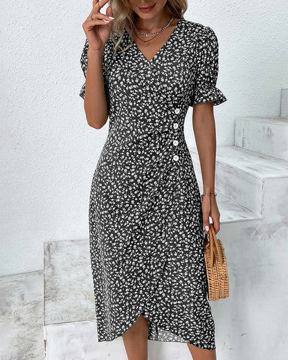 Rosa Wikkeljurk | Elegante Damesjurk met Bloemenprint 11