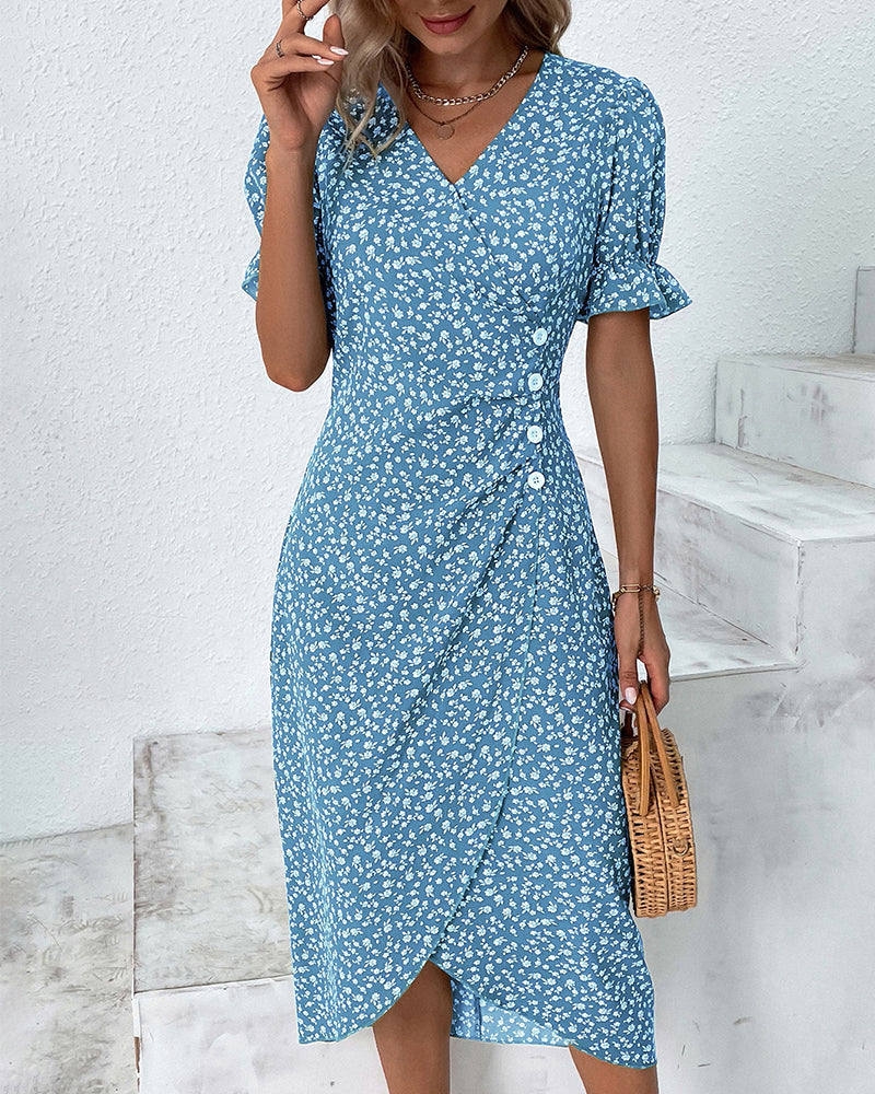 Rosa Wikkeljurk | Elegante Damesjurk met Bloemenprint 9