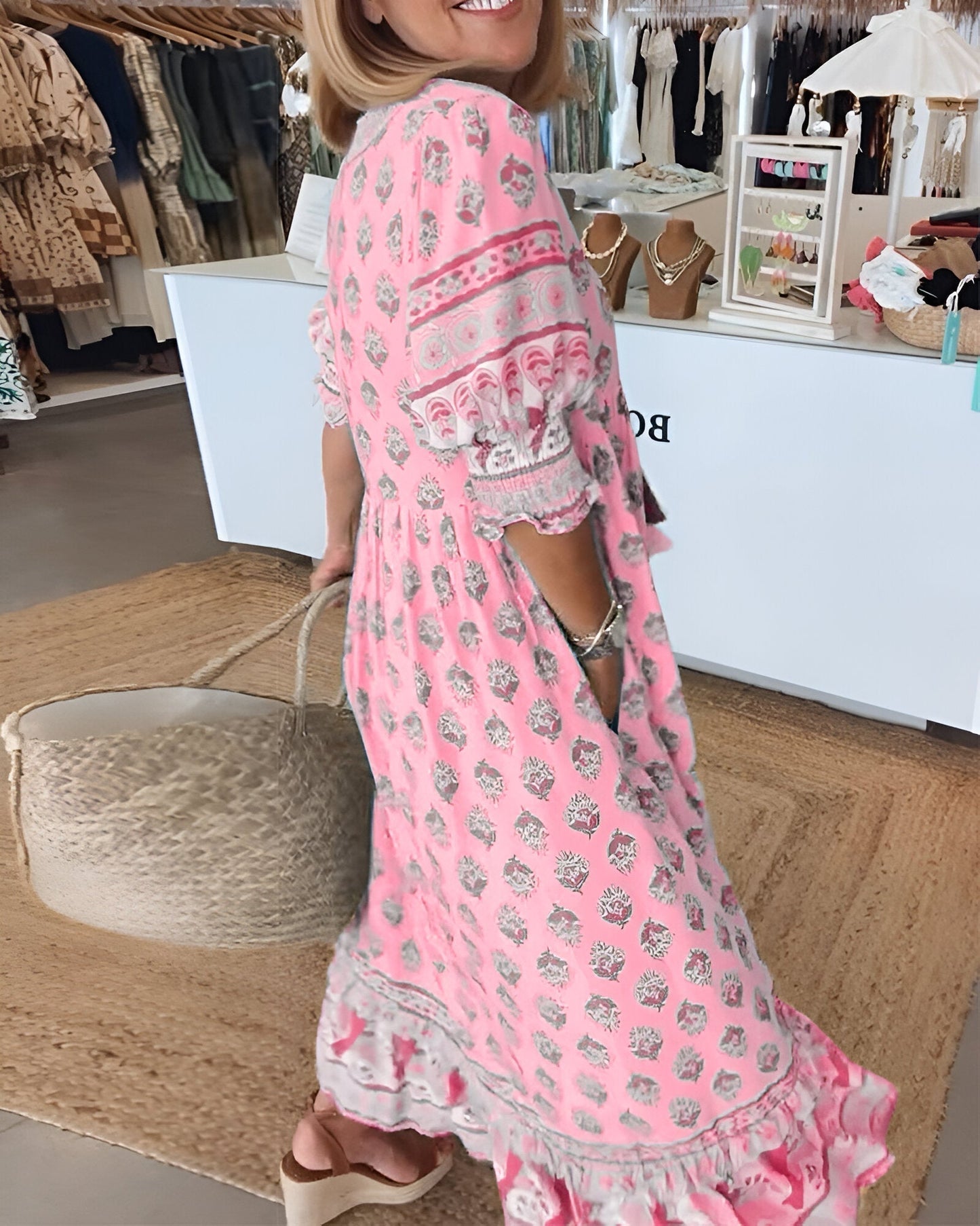 Maxi Jurk Bloemenprint Boho Stijl