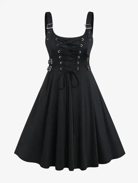Gothic Feestjurk met Veterriemen voor Vrouw - StudioMarella