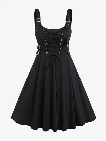 Gothic Feestjurk met Veterriemen voor Vrouw - StudioMarella