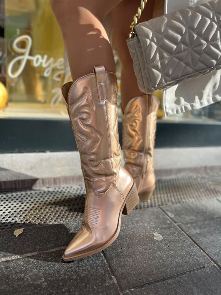 Cowboylaarzen Met Metalen Beschlag Western Stijl