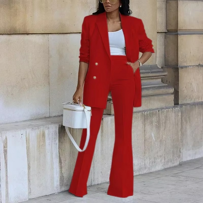 Dames Blazer Broek Set Tweedelig Klassiek Design