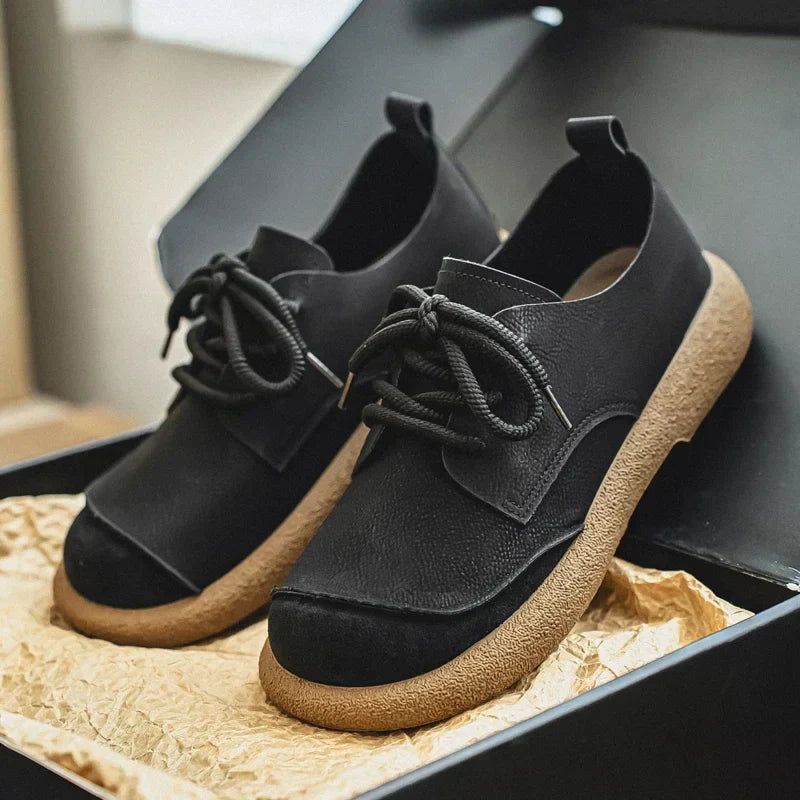 Heren Low Top Veterschoenen Casual Stijl Zwart Leer