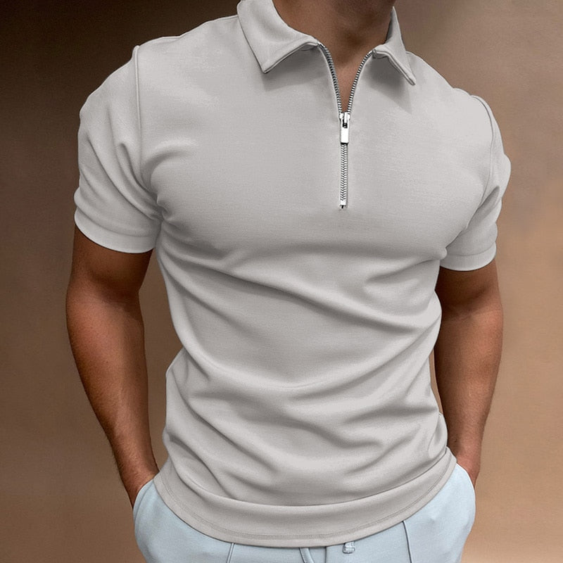 Herenshirt Kort Mouwen Rits Voorzien Zomerkleding