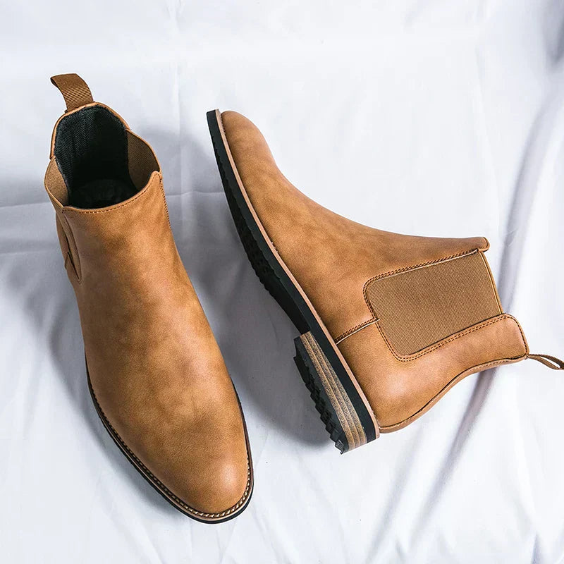 Leren Chelsea Boots Heren Zwart Minimalistisch Design