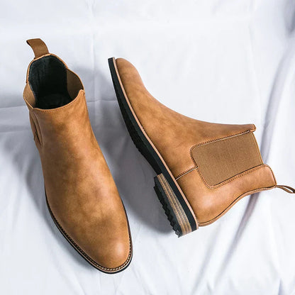 Leren Chelsea Boots Heren Zwart Minimalistisch Design
