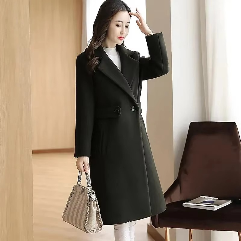 Dames Winterjas Lange Elegante Jas met Ceintuur