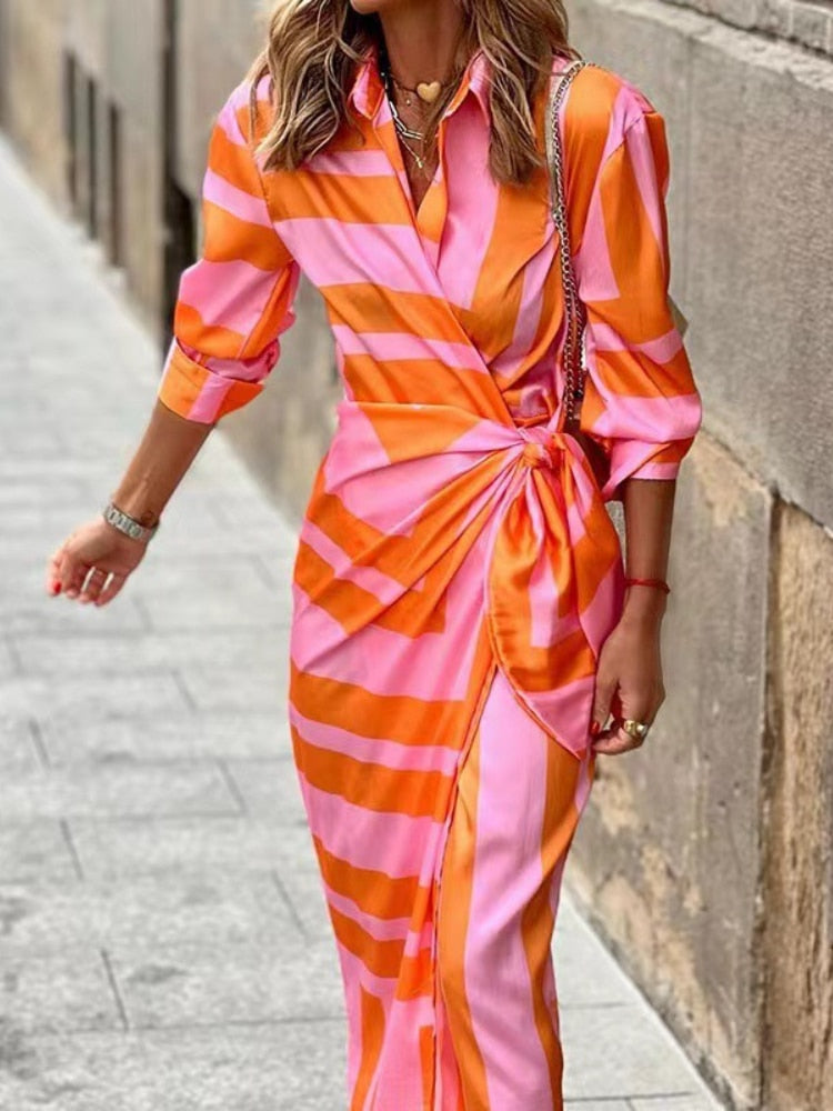 Zomerjurk voor Vrouw Wikkeljurk met Kraag Elegante Stijl - StudioMarella