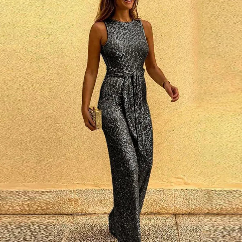 Feestelijke Glimmende Jumpsuit Met Pailletten