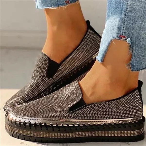 Dames Schoenen Met Glitter Glinsterend Zilver