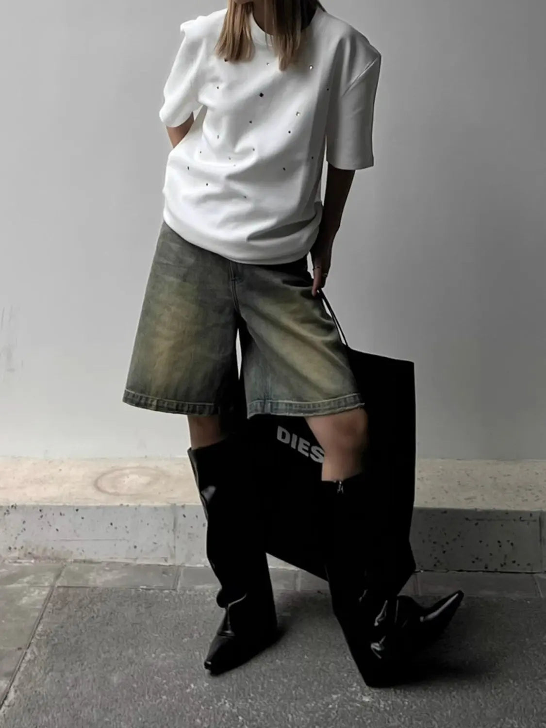 Hoge Taille Spijker Shorts voor Dames Losse Fit