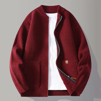 Heren Gebreid Vest met Ritssluiting Warm Grijs