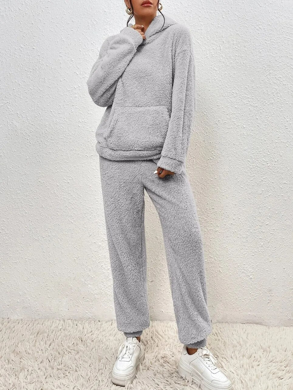 Dames Lounge Set Zacht met Kap en Joggingbroek