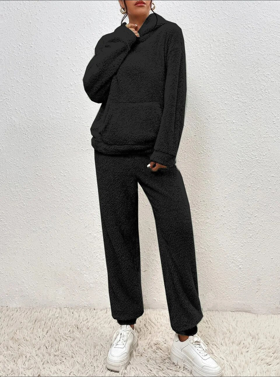 Dames Lounge Set Zacht met Kap en Joggingbroek