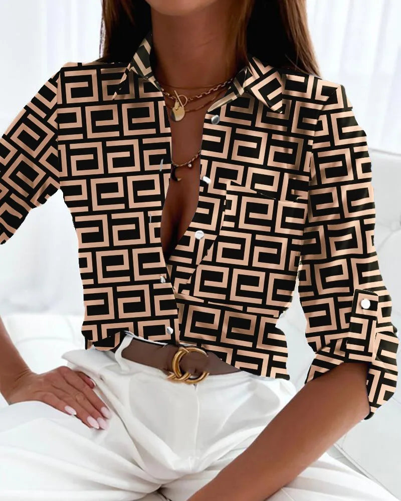 Vrouwelijke Blouse Streepjespatroon Zomerjurk Stijl