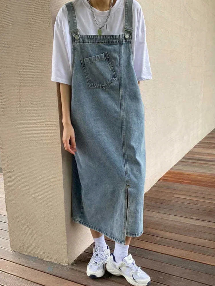 Dames Oversized Jurk Lichtblauw Denim Mode