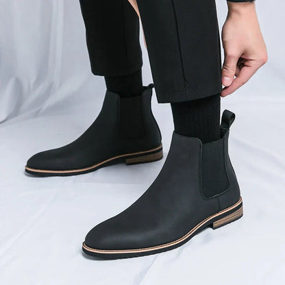 Leren Chelsea Boots Heren Zwart Minimalistisch Design