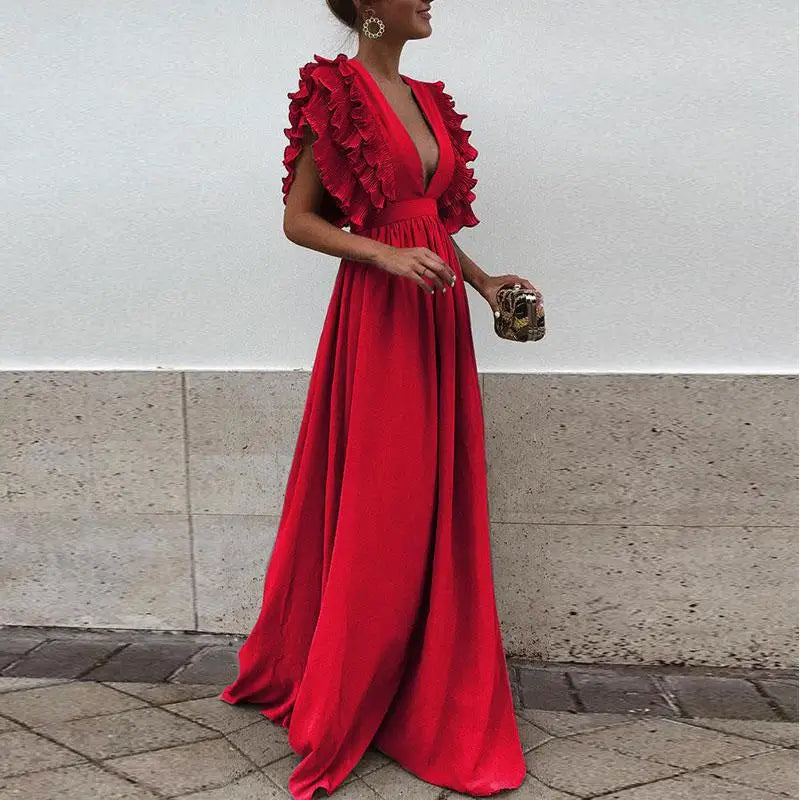 Maxi Jurk Met Ruches Elegante Zomerjurk