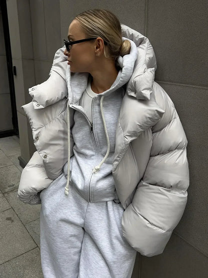 Dames Pufferjas Warm Oversized Gewatteerd Winterjas - StudioMarella