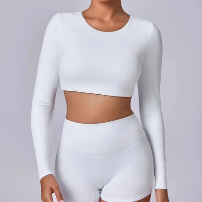 Vrouwelijke Cropped Top met Push-up Lange Mouwen - StudioMarella