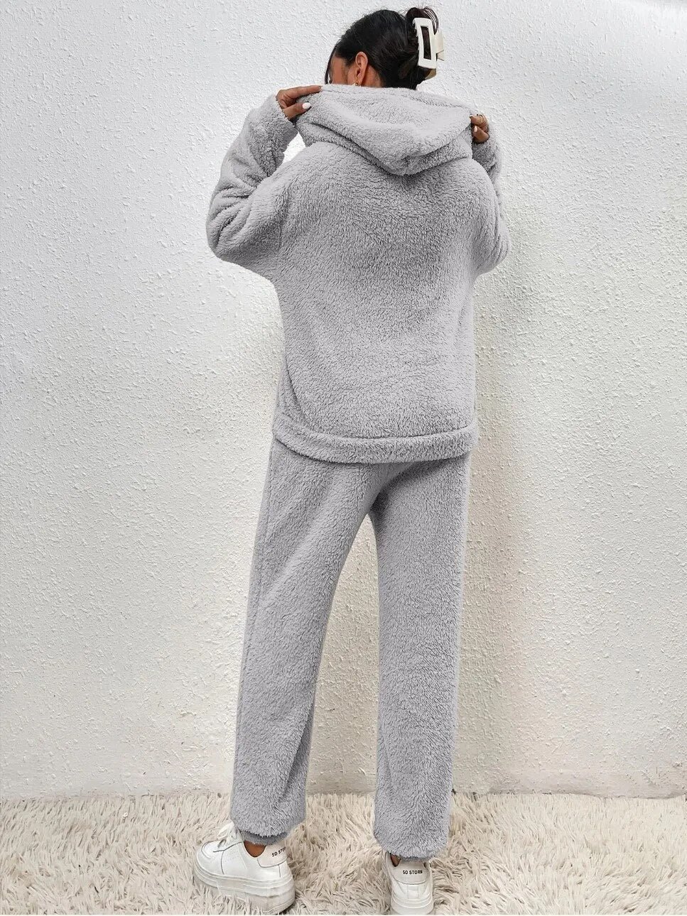 Dames Lounge Set Zacht met Kap en Joggingbroek