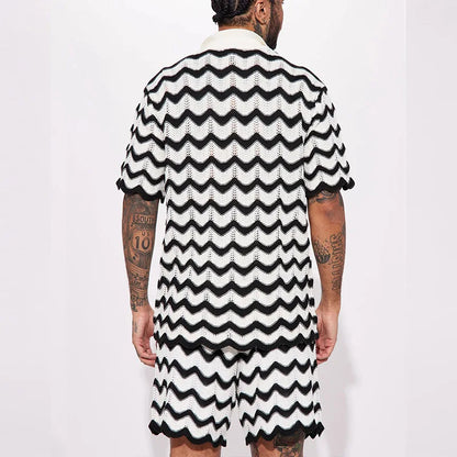 Heren Zomer Set Gebreid met Zigzag Patroon