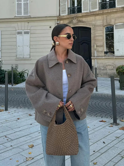 Dames Winterjas Wolmix Warm Klassieke Stijl - StudioMarella