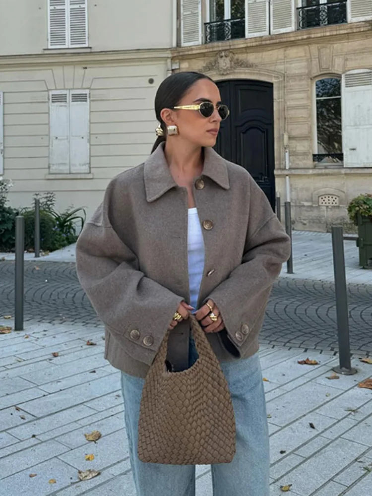 Dames Jas Wolmix Lente Warm en Stijlvol - StudioMarella