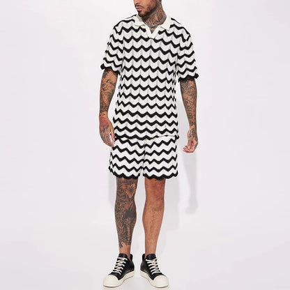 Heren Zomer Set Gebreid met Zigzag Patroon - StudioMarella