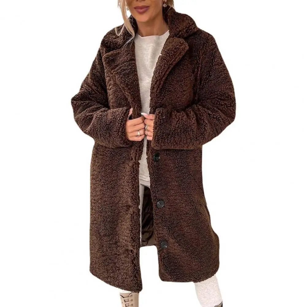 Dames Teddyjas Warme Zachte Winterjas Zwart