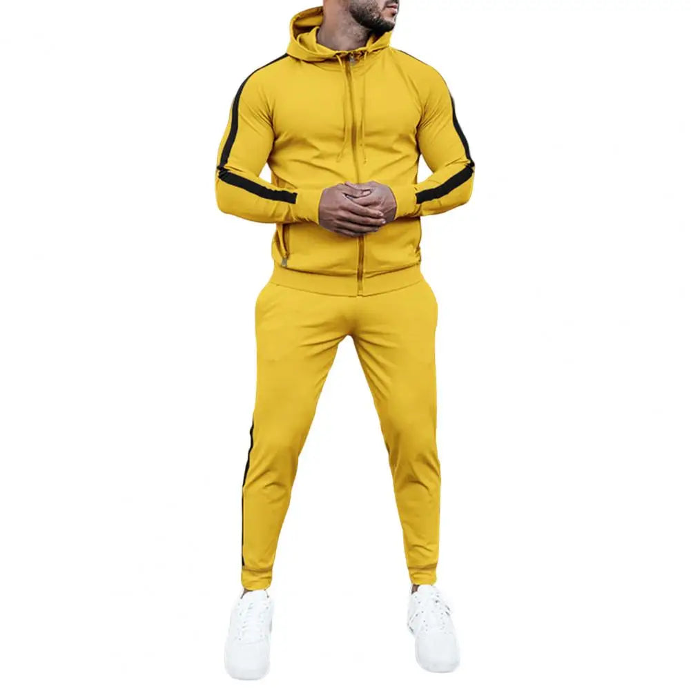 Herentrainingspak Capuchon Witte Strepen Sportief Design